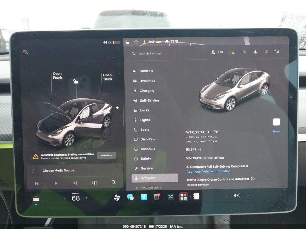 7SAYGDEE3NF401113 2022 TESLA MODEL Y photo no. 7
