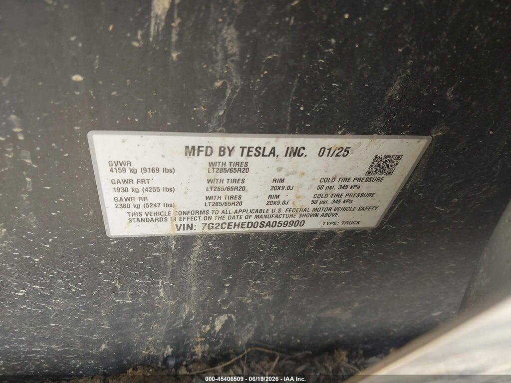 7G2CEHED0SA059900 2025 TESLA CYBERTRUCK photo no. 9