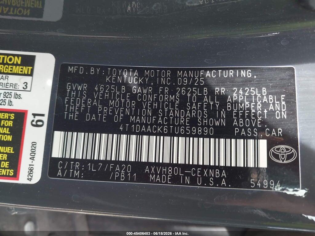 4T1DAACK6TU659890 2026 TOYOTA CAMRY photo no. 9