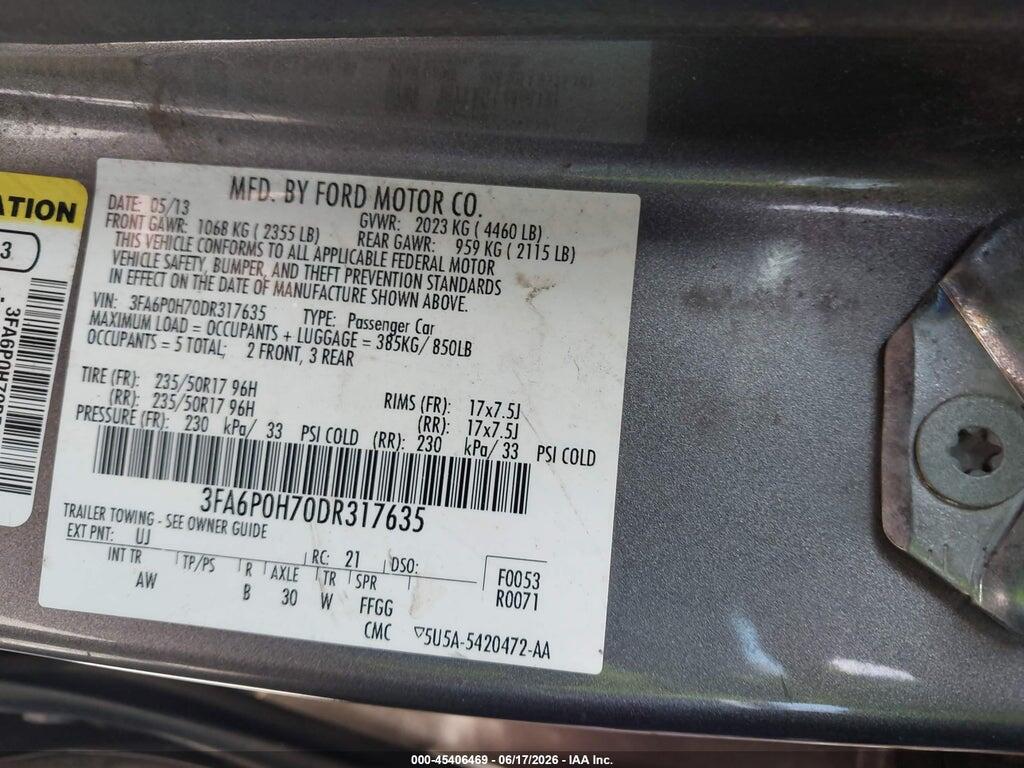 3FA6P0H70DR317635 2013 FORD FUSION photo no. 9