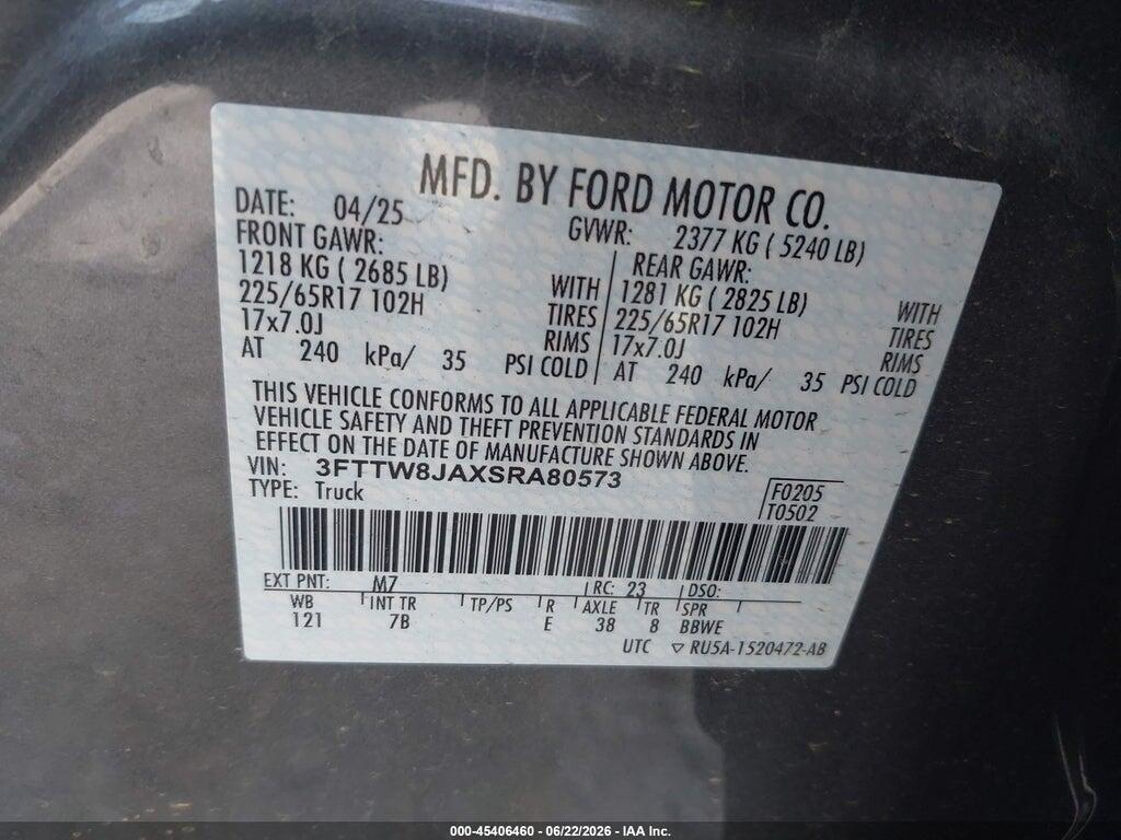 3FTTW8JAXSRA80573 2025 FORD MAVERICK photo no. 9