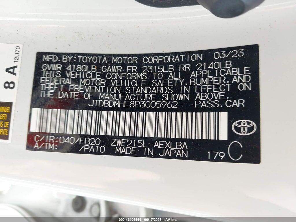 JTDBDMHE8P3005962 2023 TOYOTA COROLLA photo no. 9