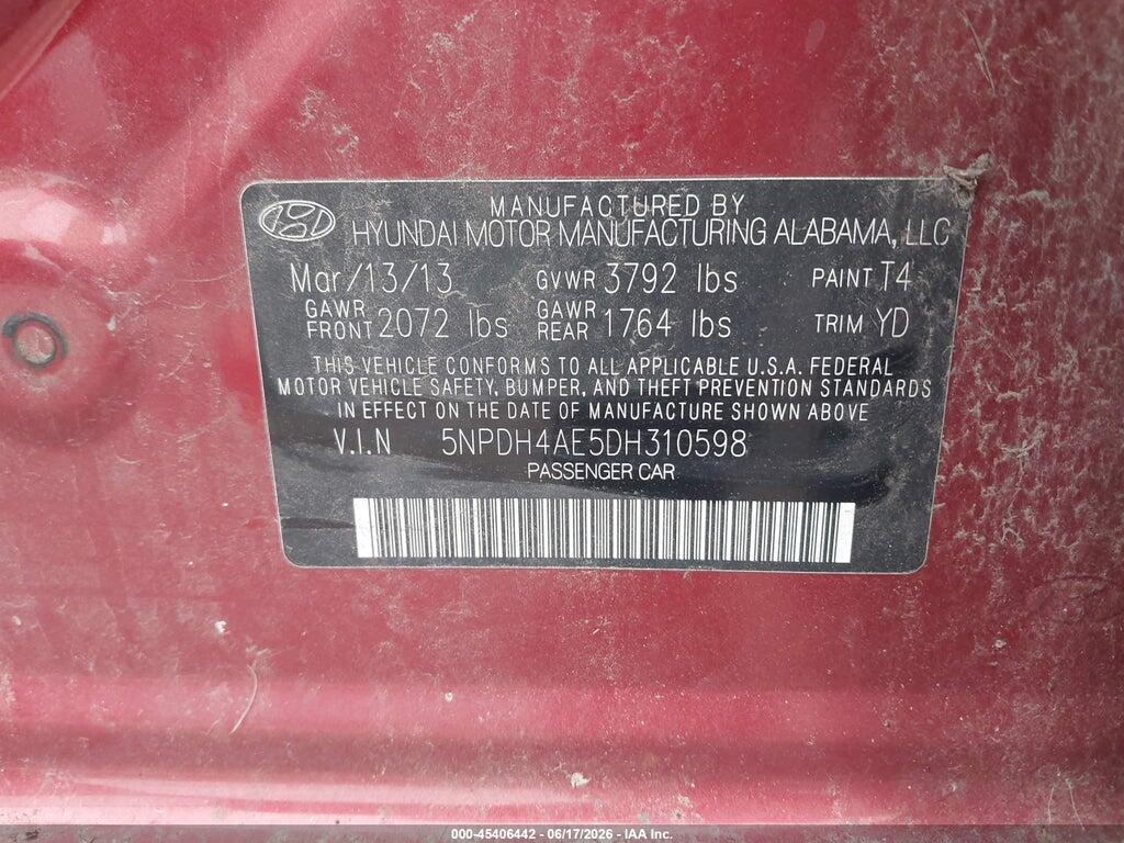 5NPDH4AE5DH310598 2013 HYUNDAI ELANTRA photo no. 9