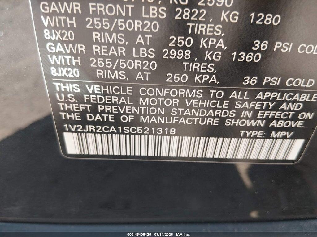 1V2JR2CA1SC521318 2025 VOLKSWAGEN ATLAS photo no. 9