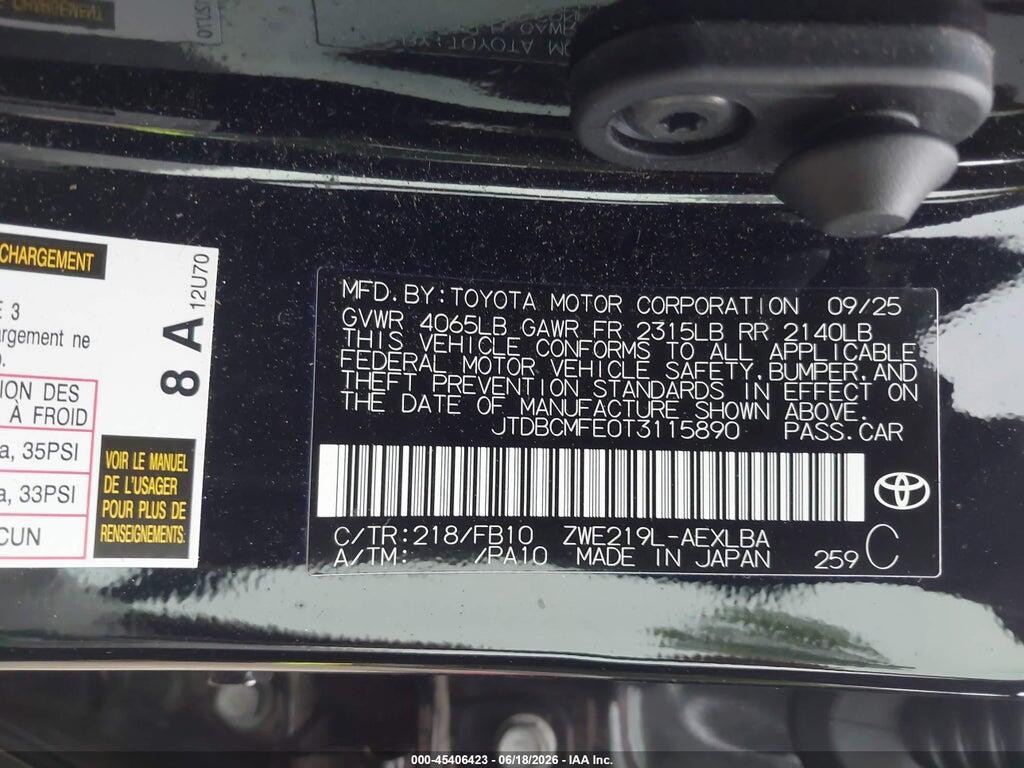 JTDBCMFE0T3115890 2026 TOYOTA COROLLA HYBRID photo no. 9