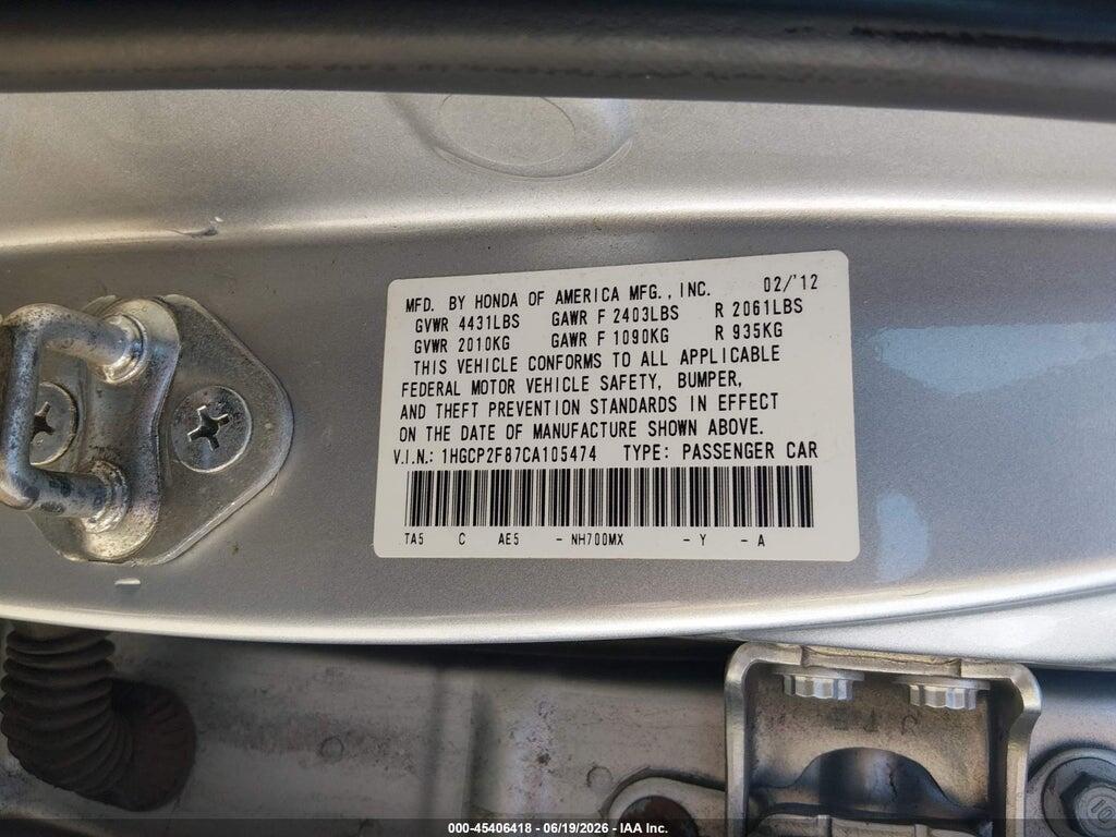 1HGCP2F87CA105474 2012 HONDA ACCORD photo no. 9