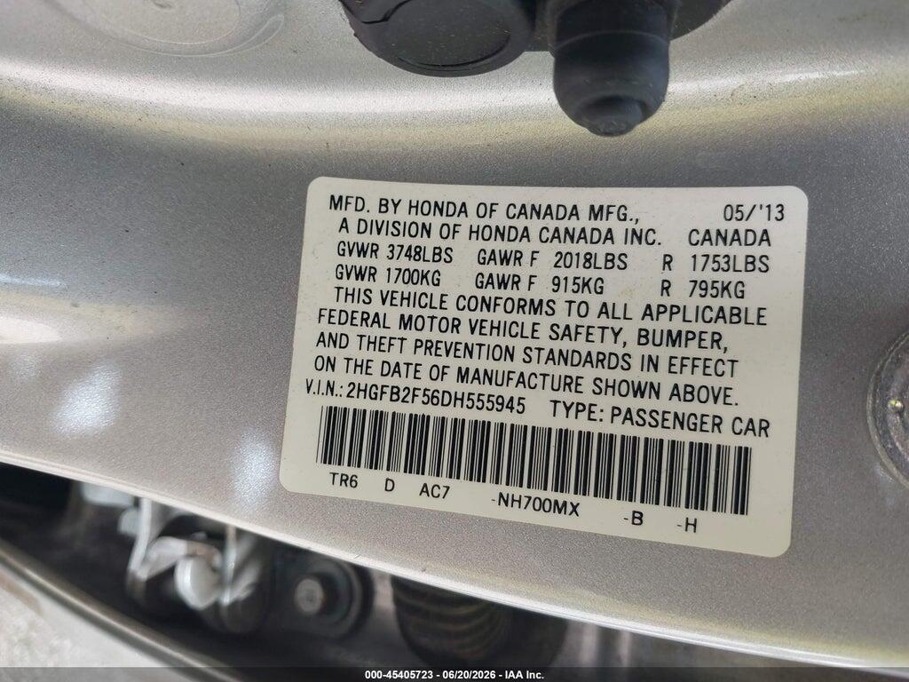 2HGFB2F56DH555945 2013 HONDA CIVIC photo no. 9