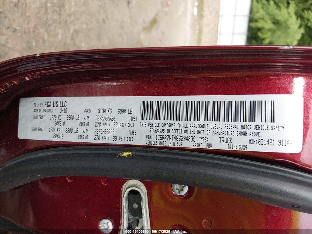 1C6RR7NT4GS294839 2016 RAM 1500 photo no. 9