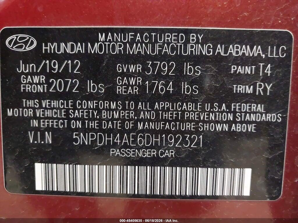 5NPDH4AE6DH192321 2013 HYUNDAI ELANTRA photo no. 9