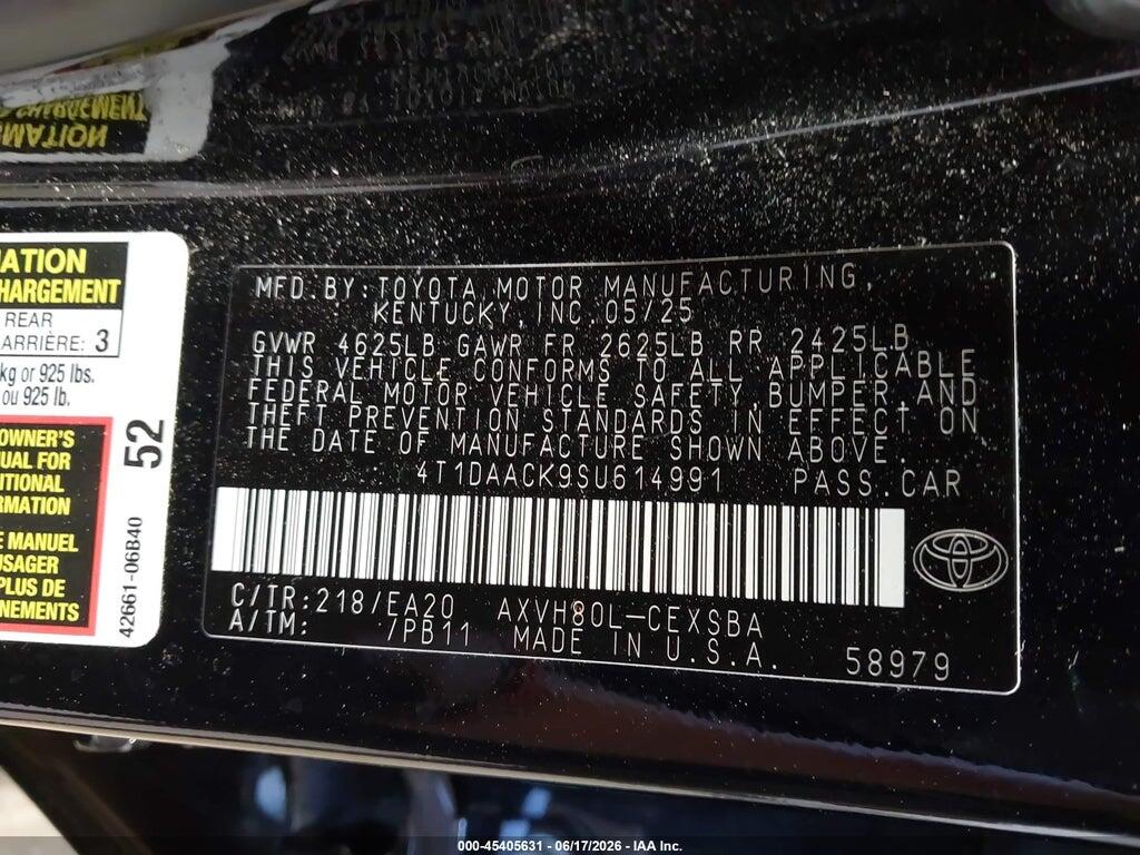 4T1DAACK9SU614991 2025 TOYOTA CAMRY photo no. 9
