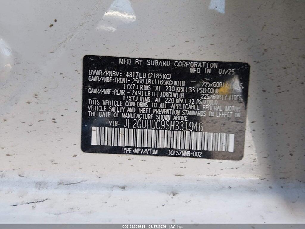 JF2GUHDC9SH331946 2025 SUBARU CROSSTREK photo no. 9