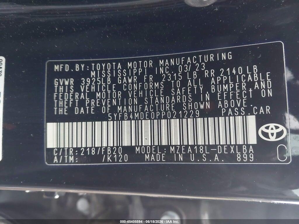 5YFB4MDE0PP021229 2023 TOYOTA COROLLA photo no. 9