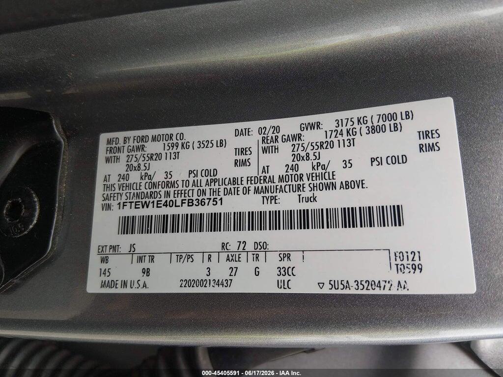 1FTEW1E40LFB36751 2020 FORD F-150 photo no. 9