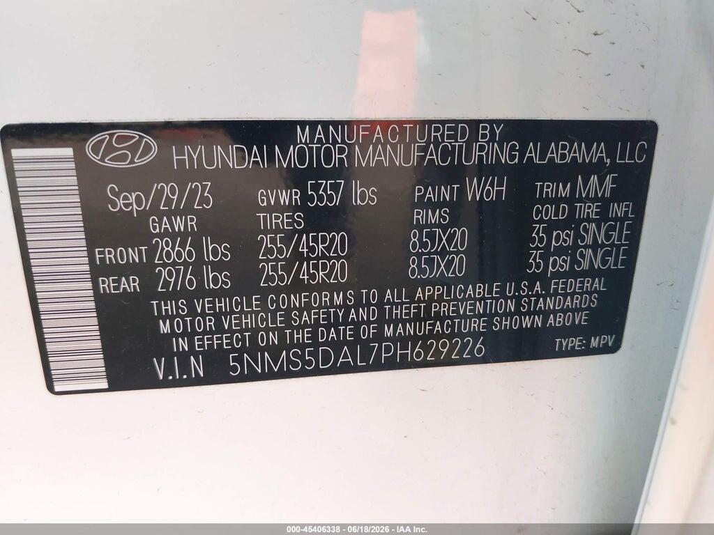 5NMS5DAL7PH629226 2023 HYUNDAI SANTA FE photo no. 9