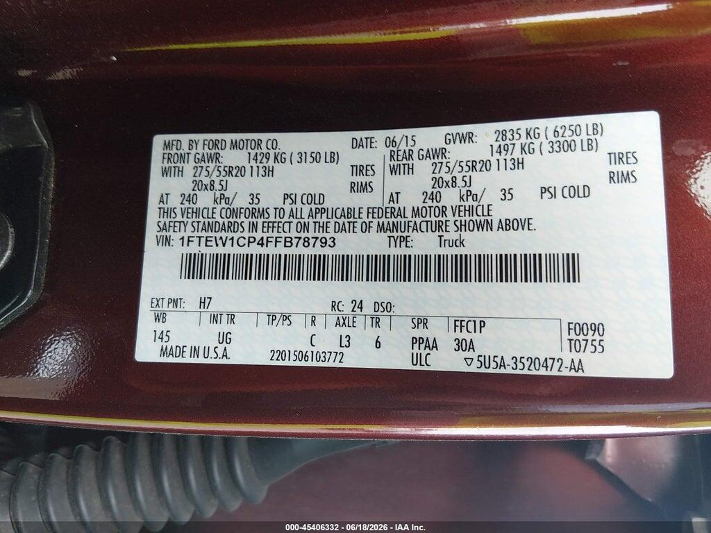 1FTEW1CP4FFB78793 2015 FORD F-150 photo no. 9