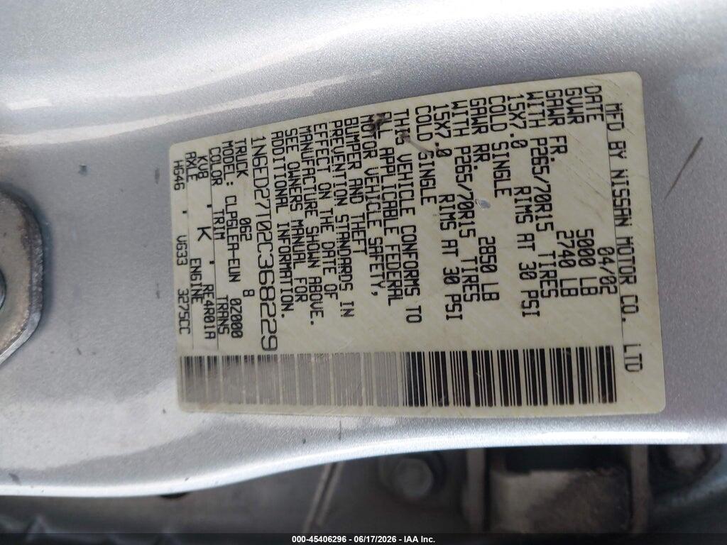 1N6ED27T02C368229 2002 NISSAN FRONTIER photo no. 9