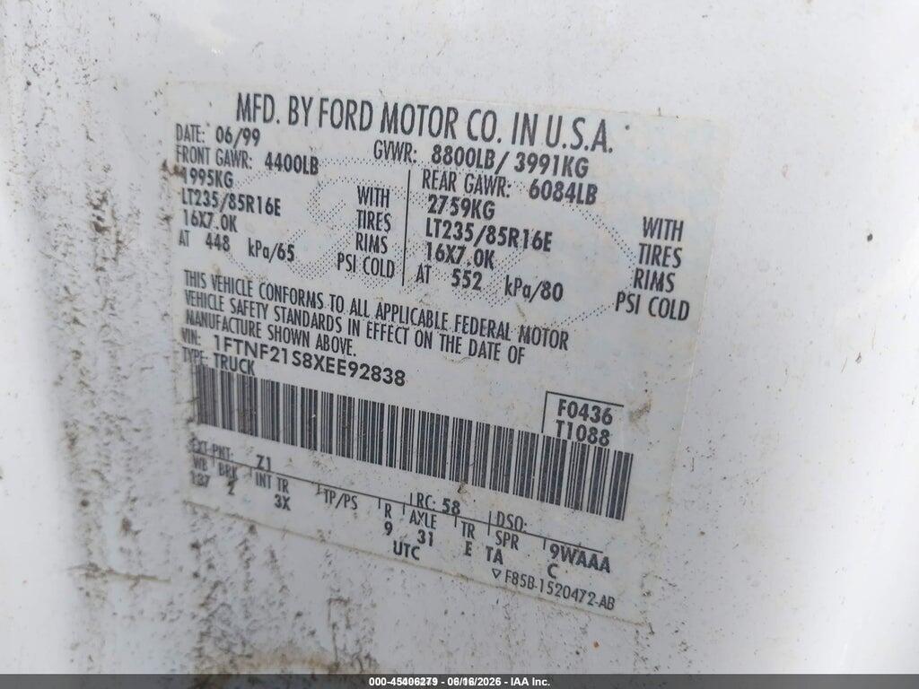 1FTNF21S8XEE92838 1999 FORD F-250 photo no. 9