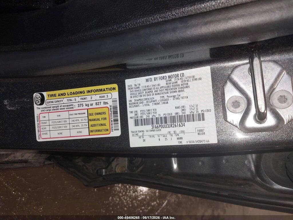 3FA6P0UU3JR261634 2018 FORD FUSION HYBRID photo no. 9