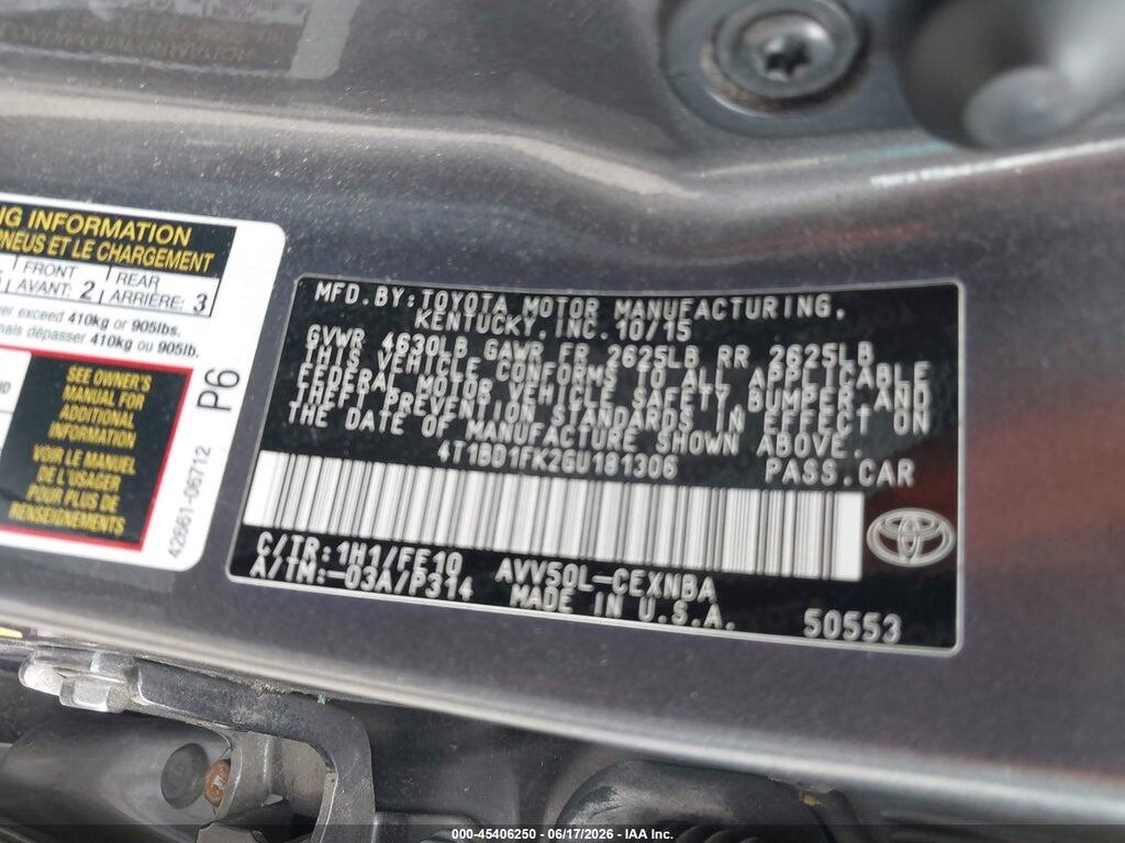 4T1BD1FK2GU181306 2016 TOYOTA CAMRY HYBRID photo no. 9