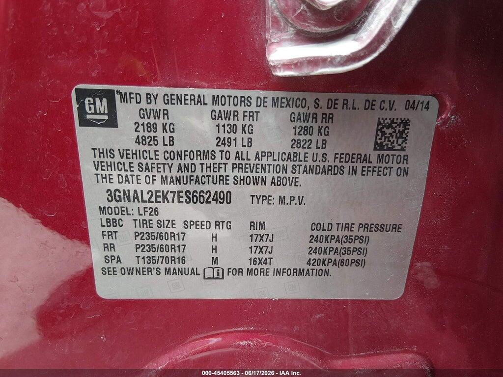 3GNAL2EK7ES662490 2014 CHEVROLET CAPTIVA SPORT photo no. 9