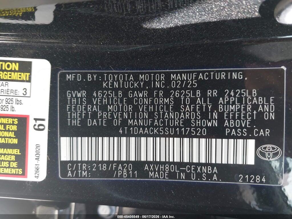 4T1DAACK5SU117520 2025 TOYOTA CAMRY photo no. 9