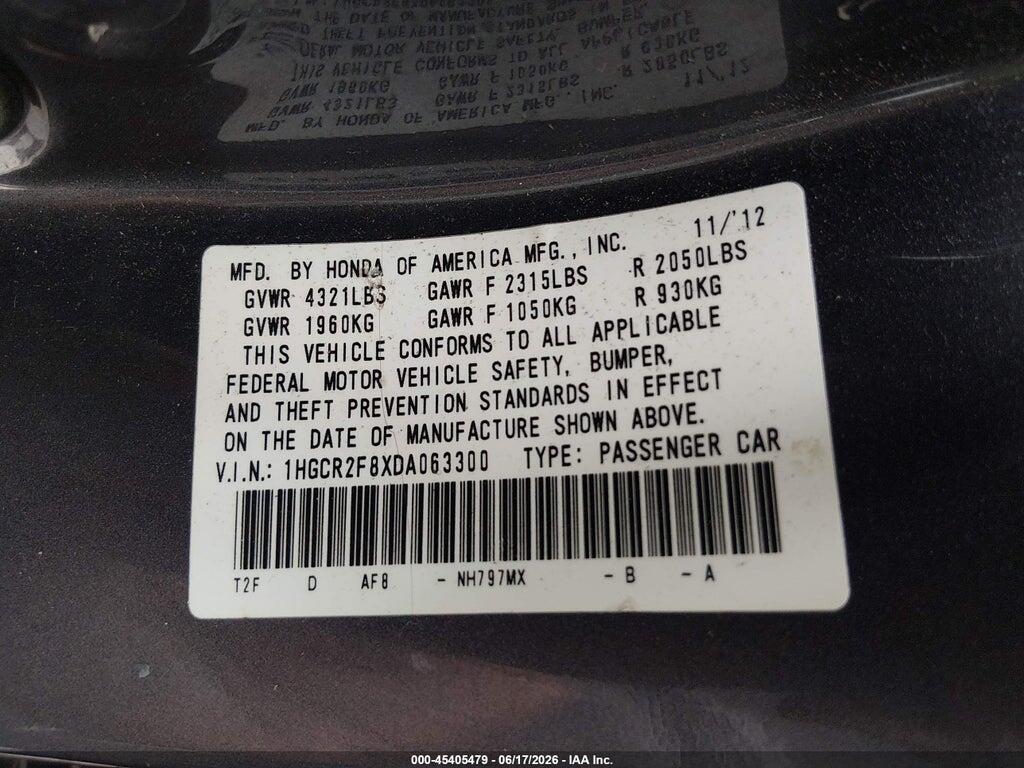 1HGCR2F8XDA063300 2013 HONDA ACCORD photo no. 9