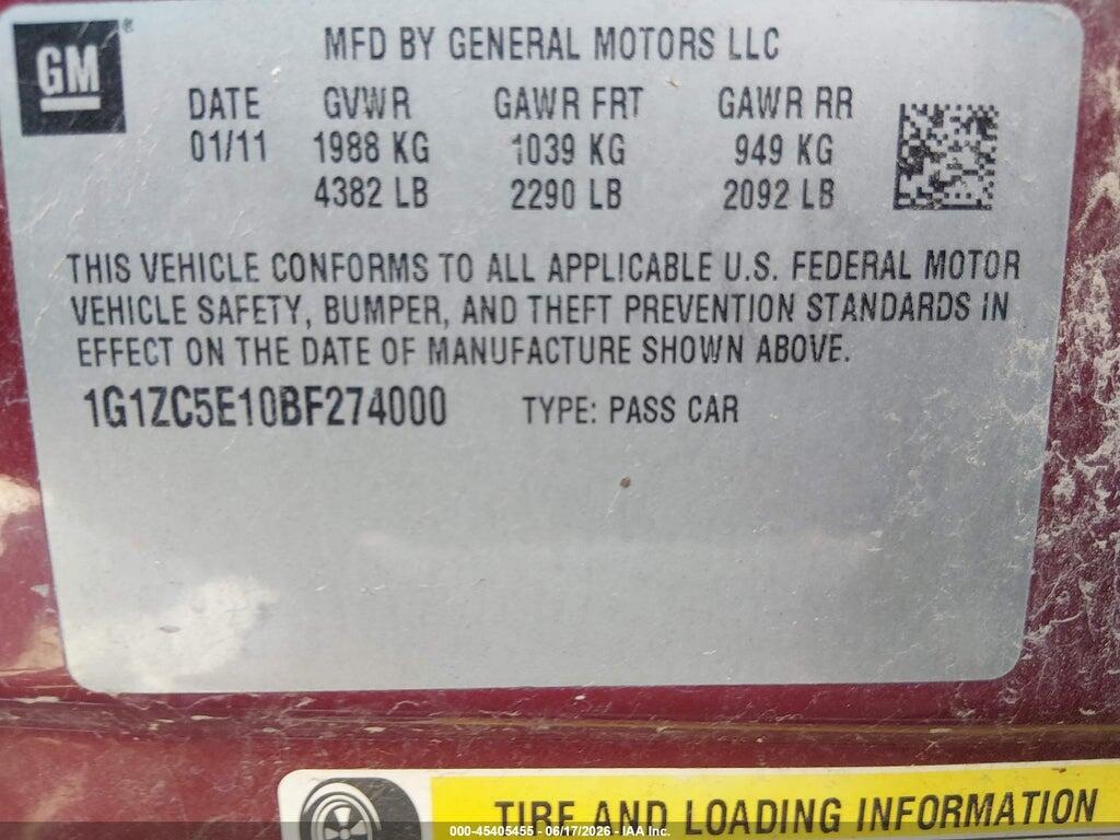1G1ZC5E10BF274000 2011 CHEVROLET MALIBU photo no. 9