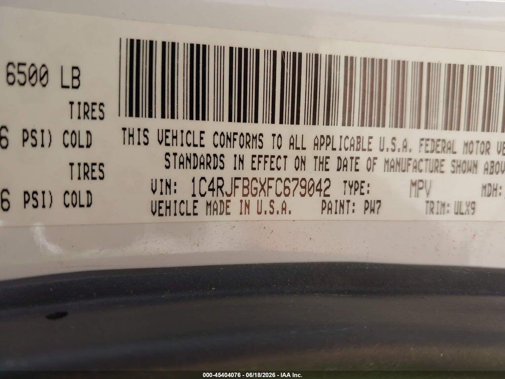 1C4RJFBGXFC679042 2015 JEEP GRAND CHEROKEE photo no. 9