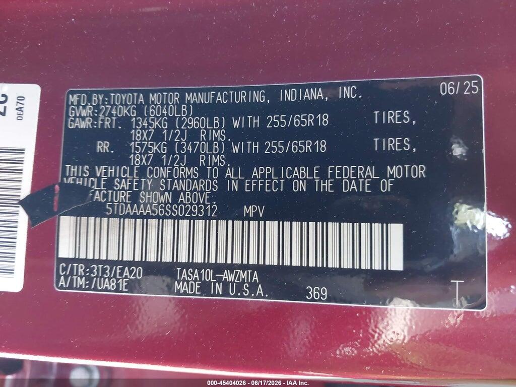 5TDAAAA56SS029312 2025 TOYOTA GRAND HIGHLANDER photo no. 9