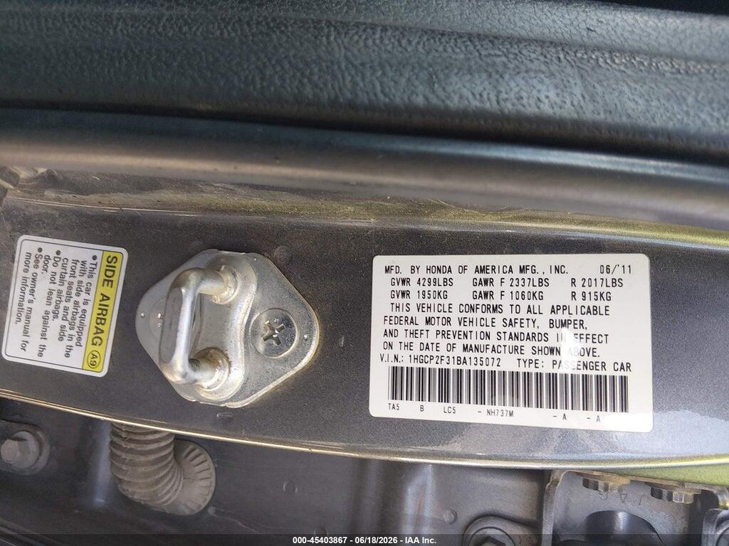 1HGCP2F31BA135072 2011 HONDA ACCORD photo no. 9