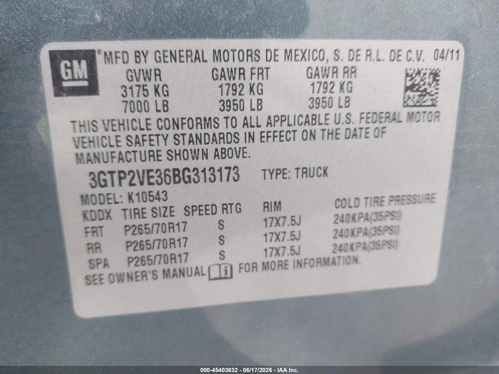 3GTP2VE36BG313173 2011 GMC SIERRA 1500 photo no. 9