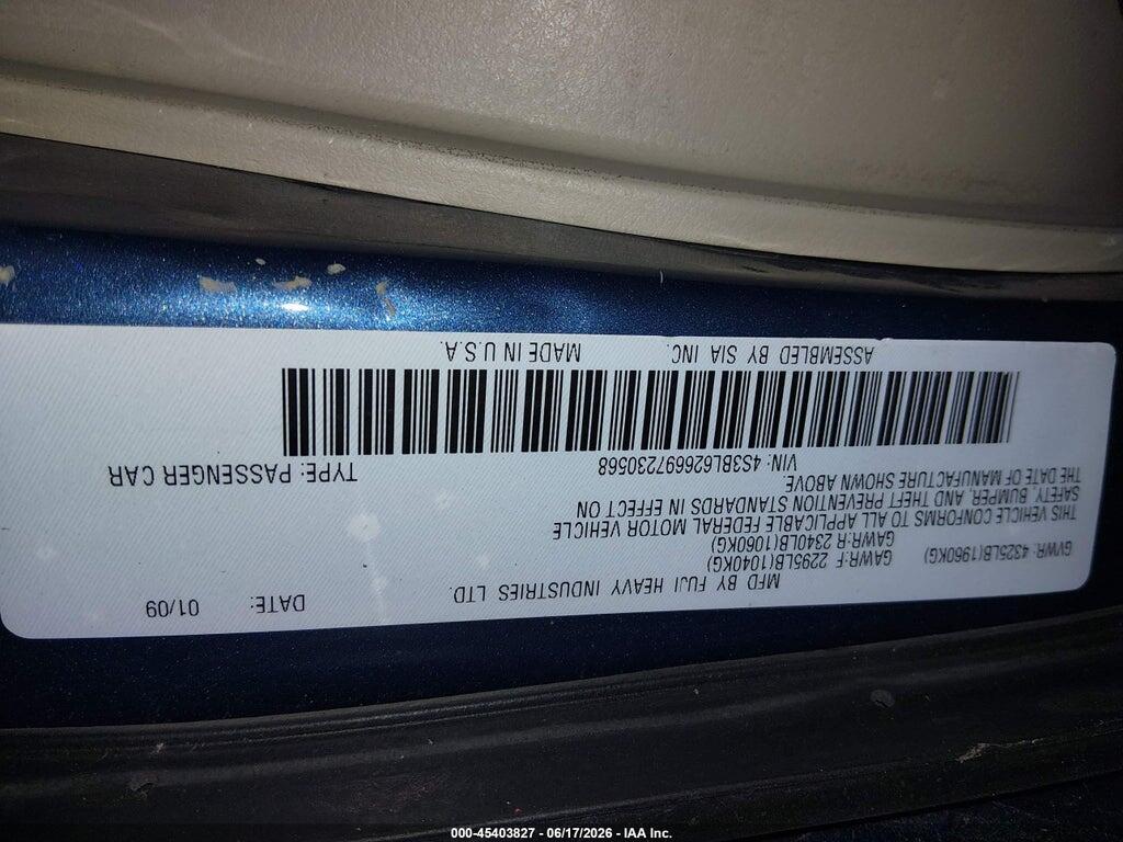 4S3BL626697230568 2009 SUBARU LEGACY photo no. 9