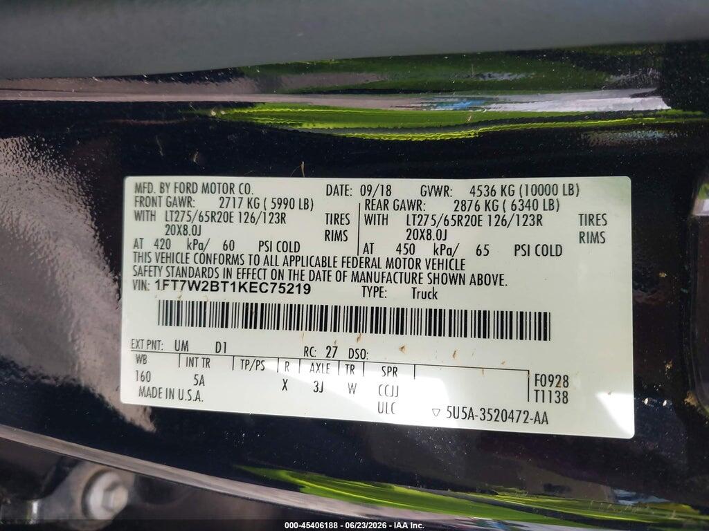 1FT7W2BT1KEC75219 2019 FORD F-250 photo no. 9