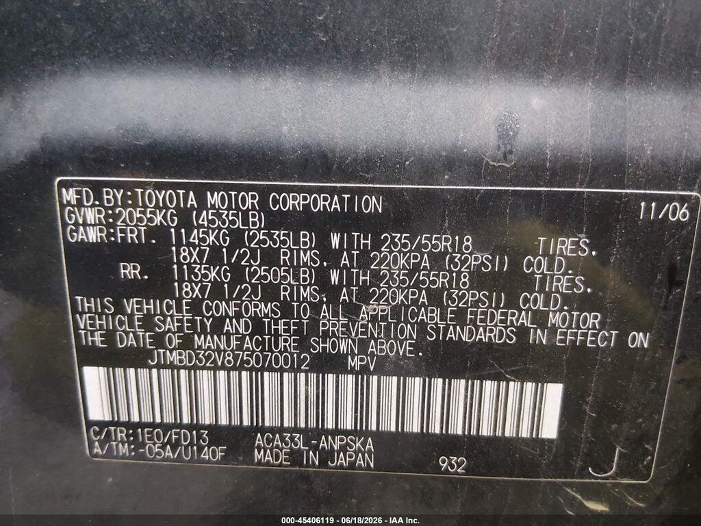 JTMBD32V875070012 2007 TOYOTA RAV4 photo no. 9
