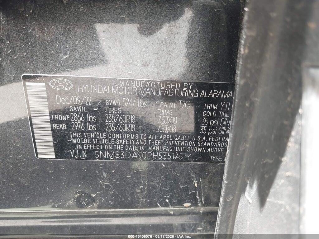 5NMS3DAJ0PH535175 2023 HYUNDAI SANTA FE photo no. 9