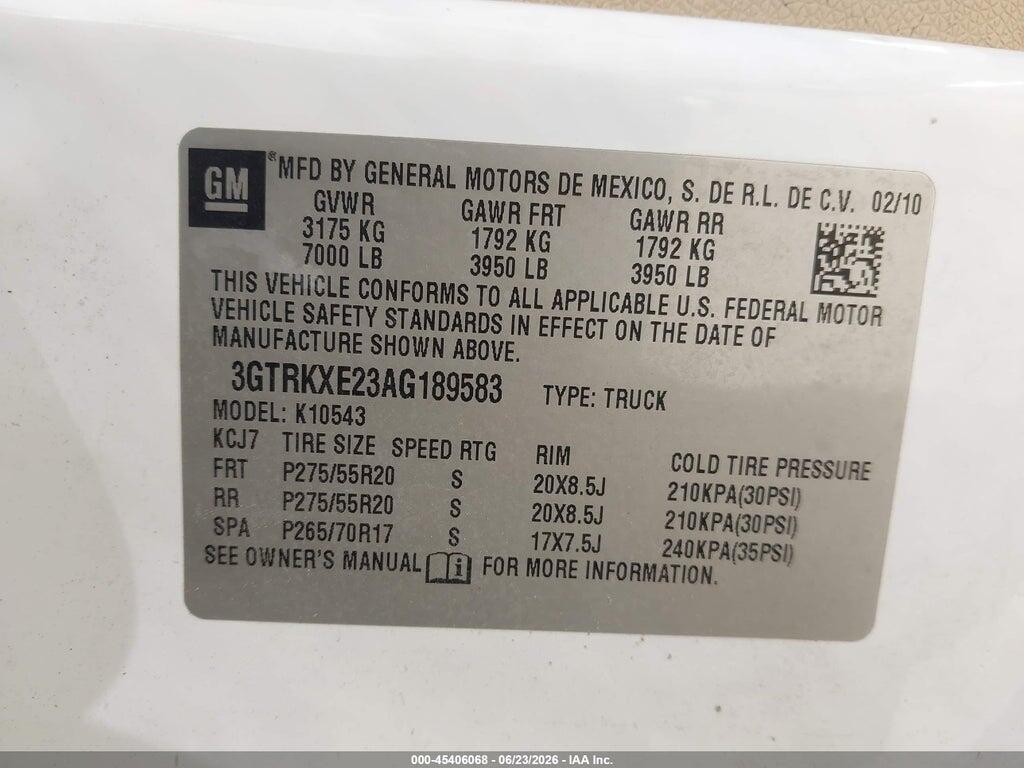 3GTRKXE23AG189583 2010 GMC SIERRA 1500 photo no. 9