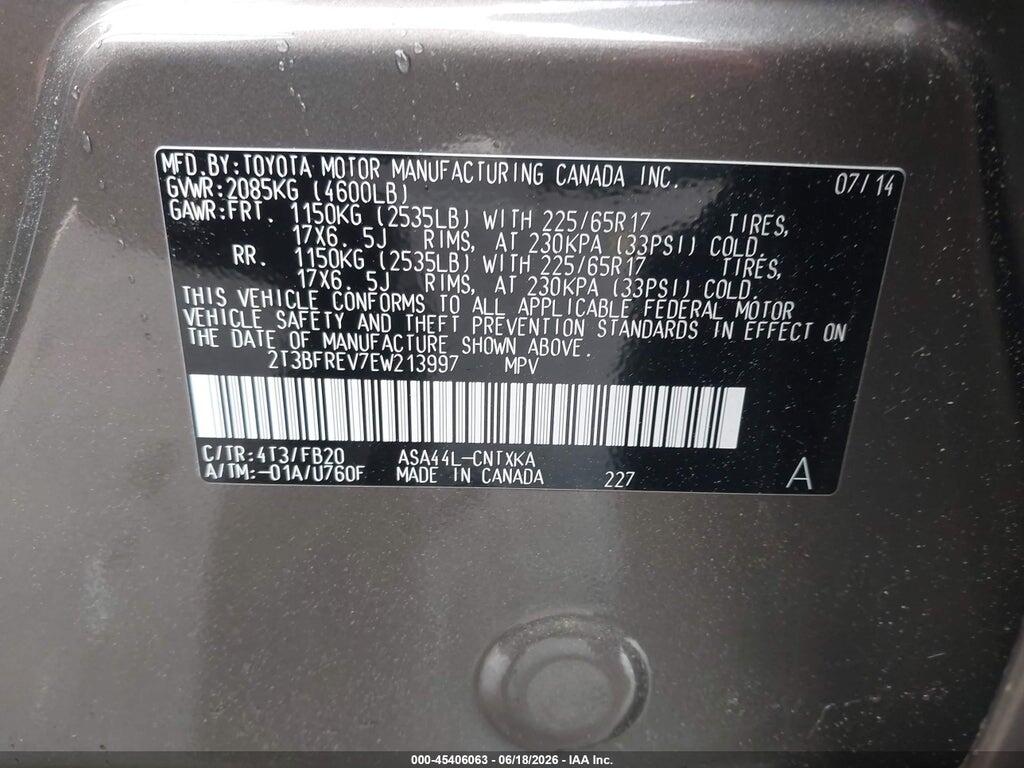 2T3BFREV7EW213997 2014 TOYOTA RAV4 photo no. 9