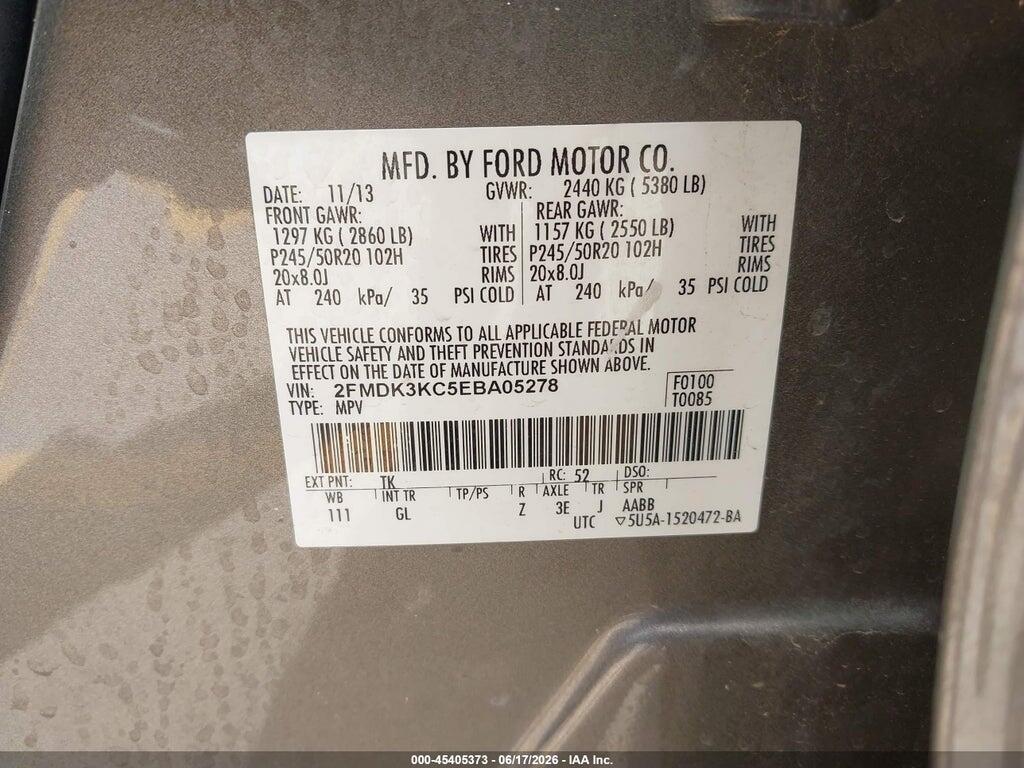 2FMDK3KC5EBA05278 2014 FORD EDGE photo no. 9
