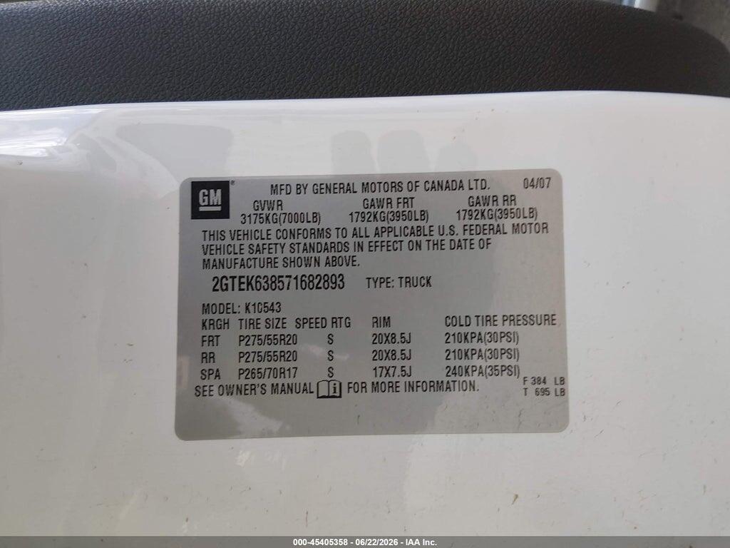 2GTEK638571682893 2007 GMC SIERRA 1500 photo no. 9