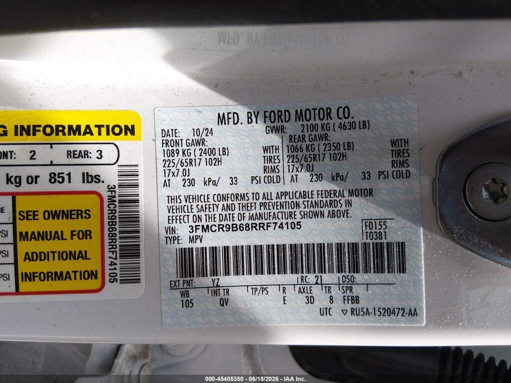 3FMCR9B68RRF74105 2024 FORD BRONCO SPORT photo no. 9