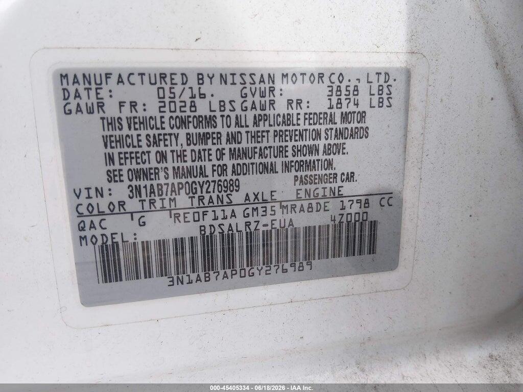 3N1AB7AP0GY276989 2016 NISSAN SENTRA photo no. 9