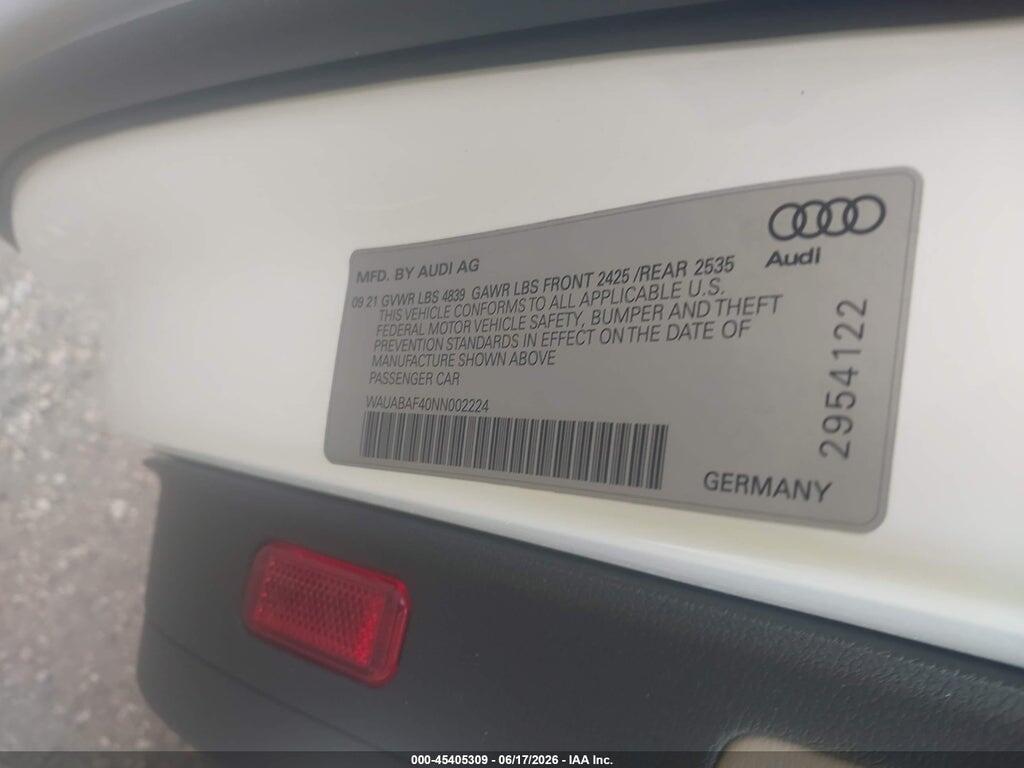WAUABAF40NN002224 2022 AUDI A4 photo no. 9