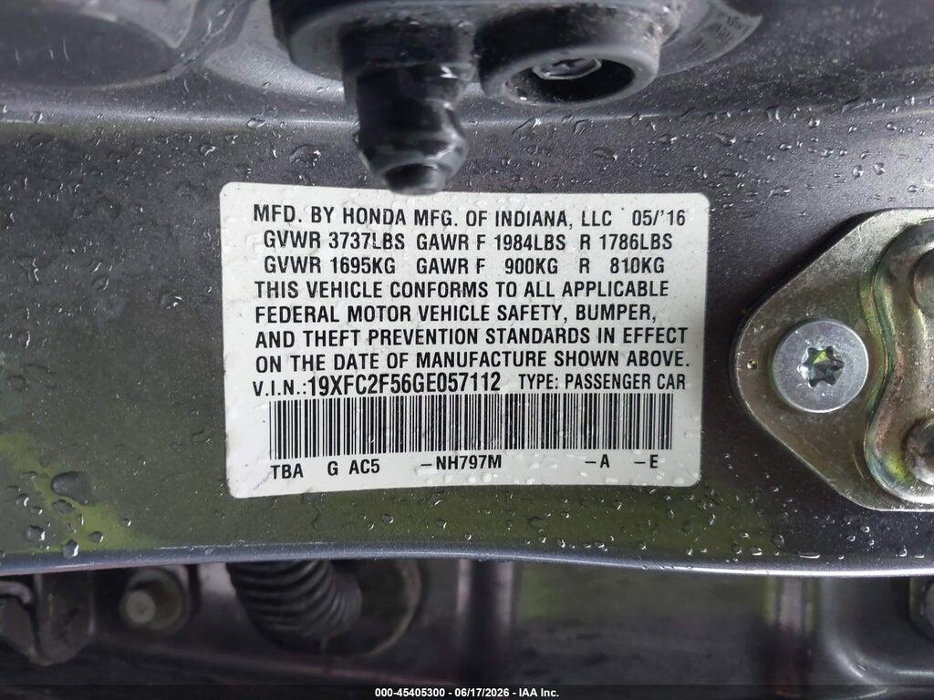 19XFC2F56GE057112 2016 HONDA CIVIC photo no. 9