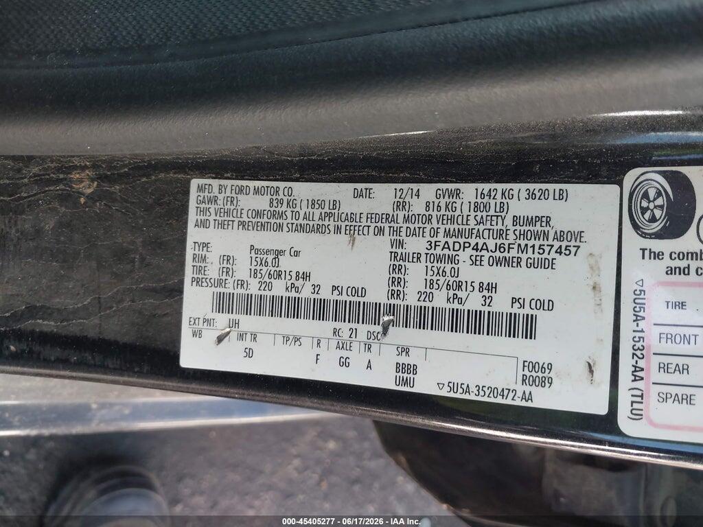 3FADP4AJ6FM157457 2015 FORD FIESTA photo no. 9