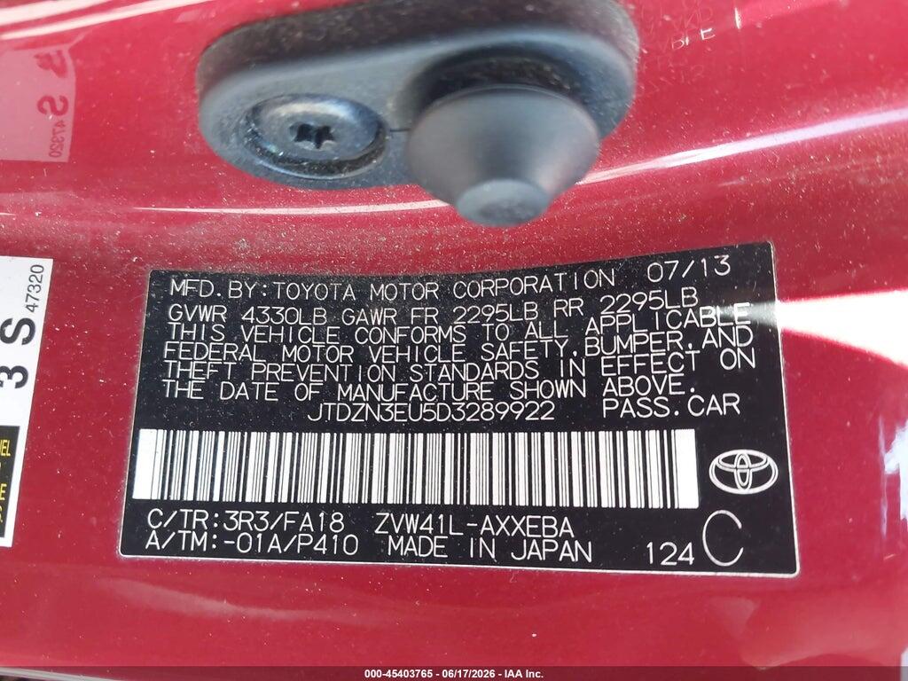 JTDZN3EU5D3289922 2013 TOYOTA PRIUS V photo no. 9