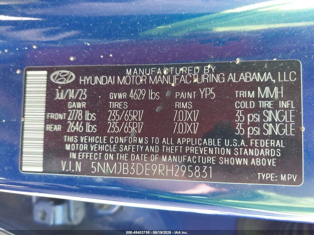 5NMJB3DE9RH295831 2024 HYUNDAI TUCSON photo no. 9
