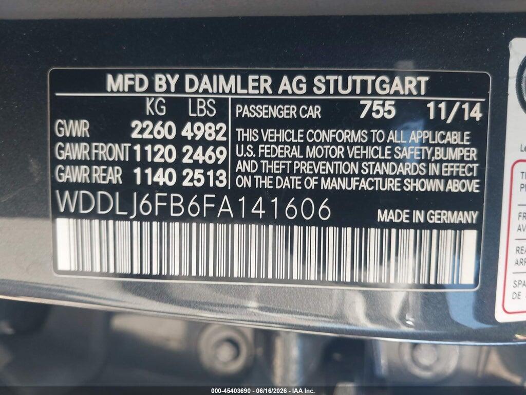 WDDLJ6FB6FA141606 2015 MERCEDES-BENZ CLS 400 photo no. 9