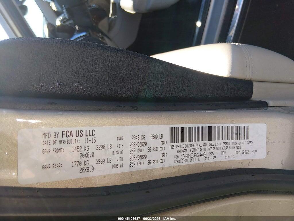 1C4RDHEG3FC244054 2015 DODGE DURANGO photo no. 9