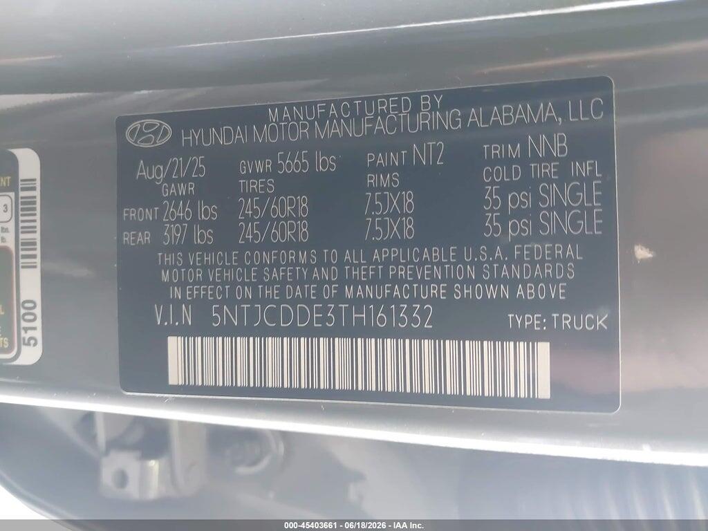 5NTJCDDE3TH161332 2026 HYUNDAI SANTA CRUZ photo no. 9