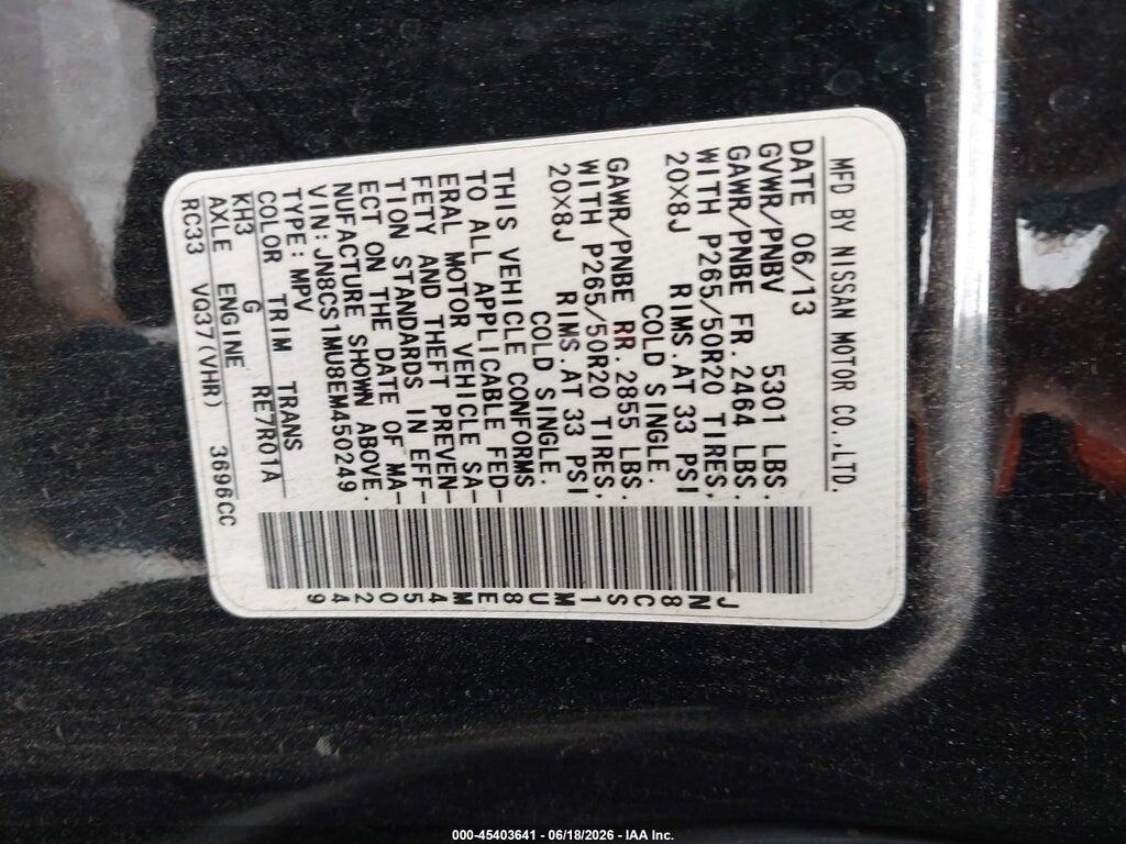 JN8CS1MU8EM450249 2014 INFINITI QX70 photo no. 9